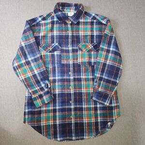 BKE Women's Medium Boyfriend Plaid Long Sleeve Button Down Shirt